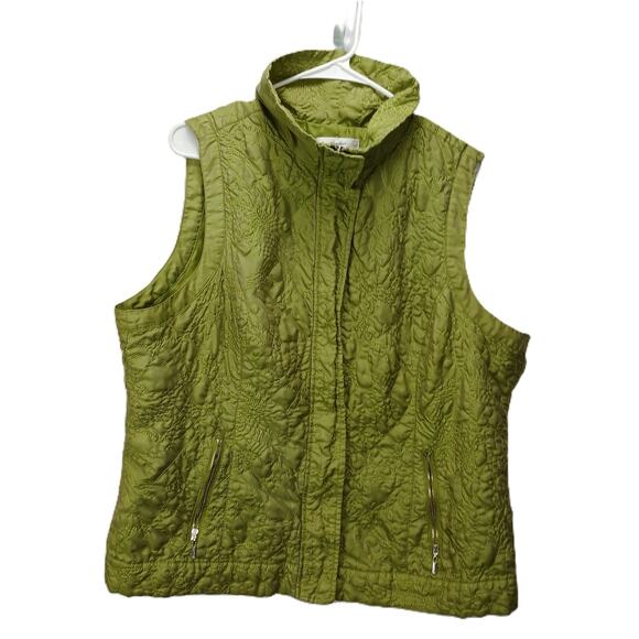 CJ Banks Quilted Vest /Women’s Plus Sz 1X/ Full Zip/ Chartreuse/ Classic Sporty/ - Picture 1 of 8
